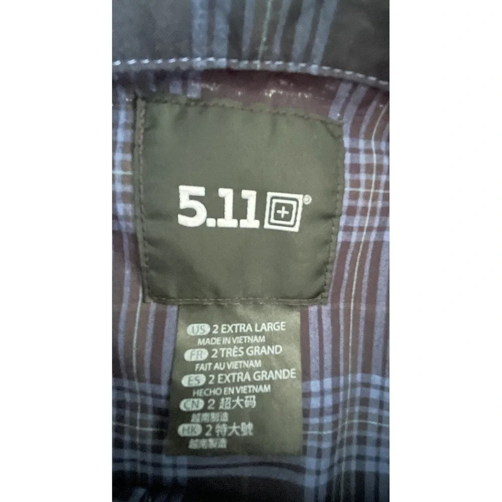511 Tactical Men's 2XL Blue Plaid Snap Button Shirt Long Sleeve